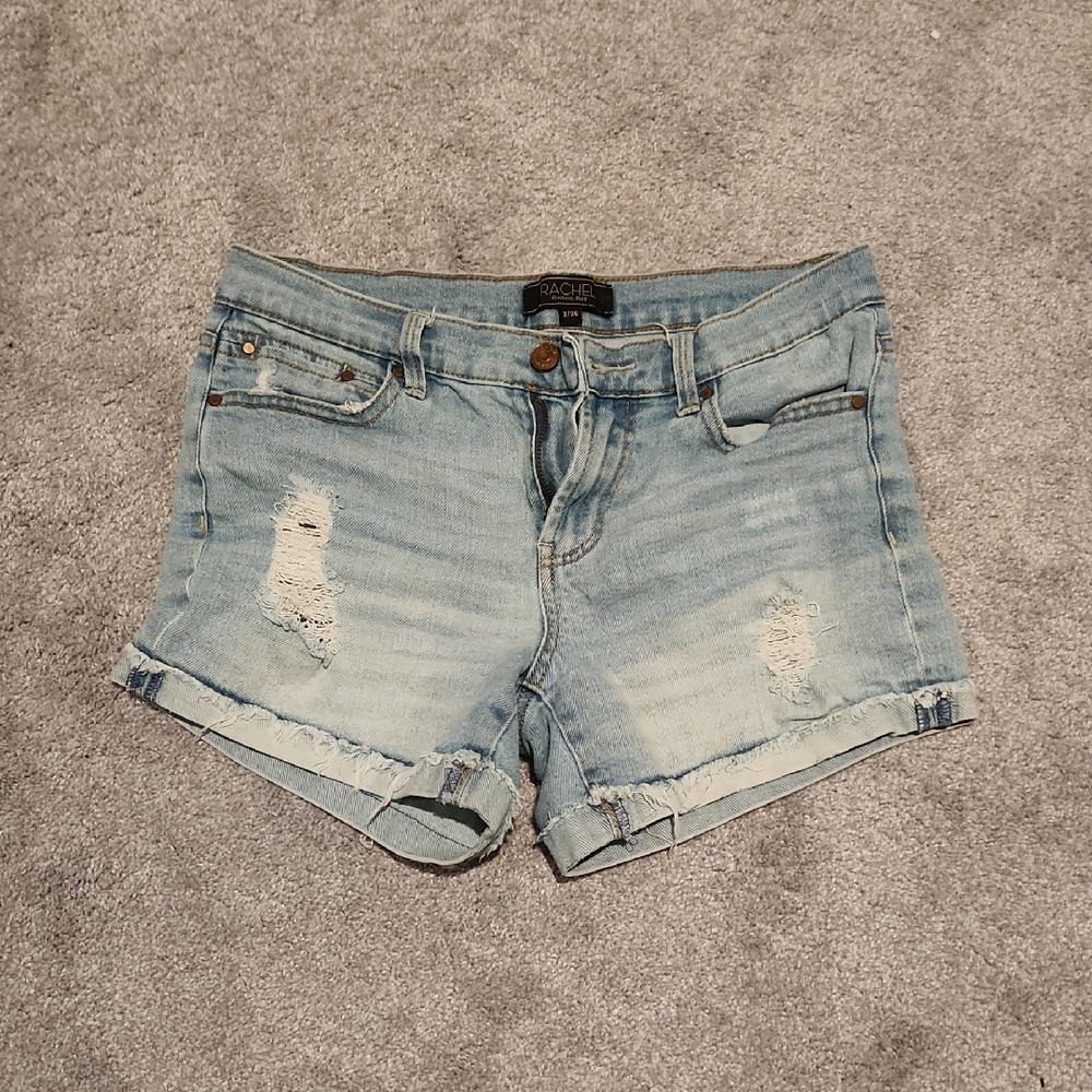 Distressed Cuffed Denim Shorts Light Wash Size 2/26